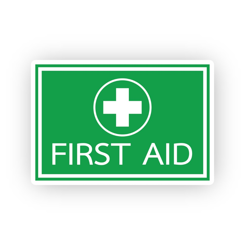 Green Circled Plus White Text Panel Vinyl Decal Stickers