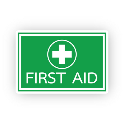 Green Circled Plus White Text Panel Vinyl Decal Stickers