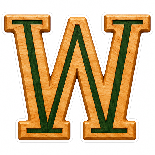 Honey Wood Green Inlay Letter W Art Vinyl Decal Stickers