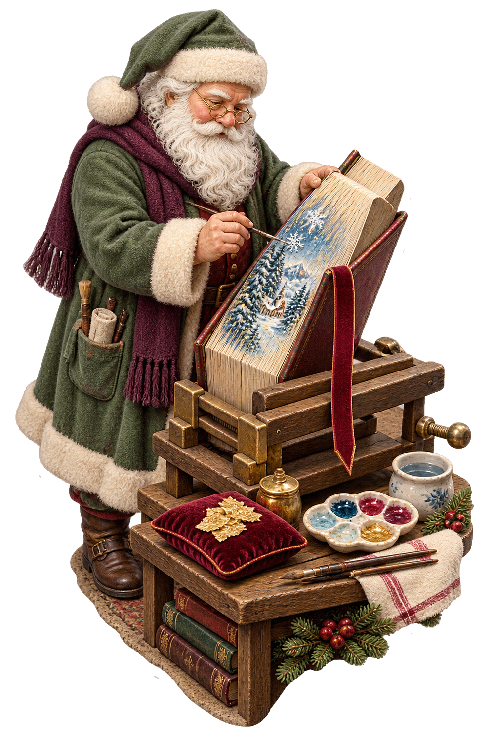 Santa Painting Book Page Edges Art Vinyl Decal Stickers