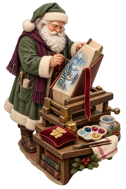 Santa Painting Book Page Edges Art Vinyl Decal Stickers