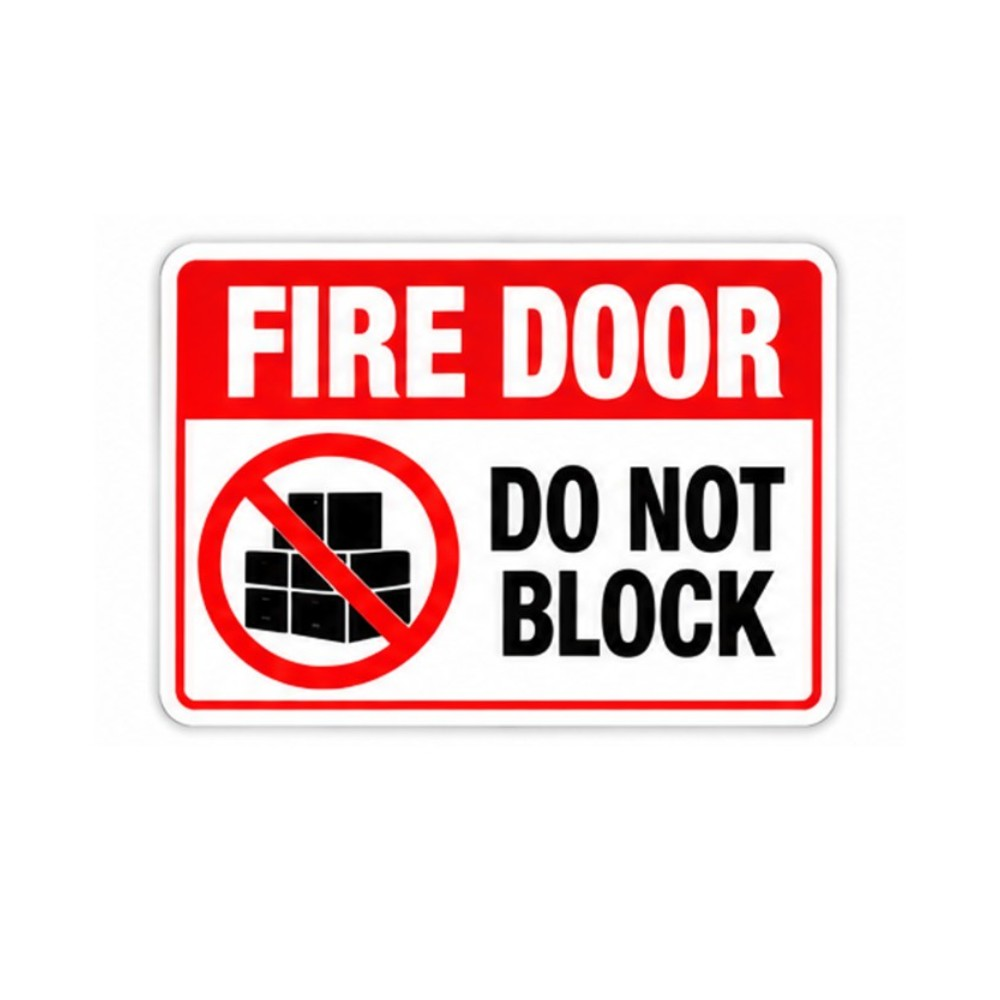 Red Fire Door Crossed Boxes Panel Vinyl Decal Stickers
