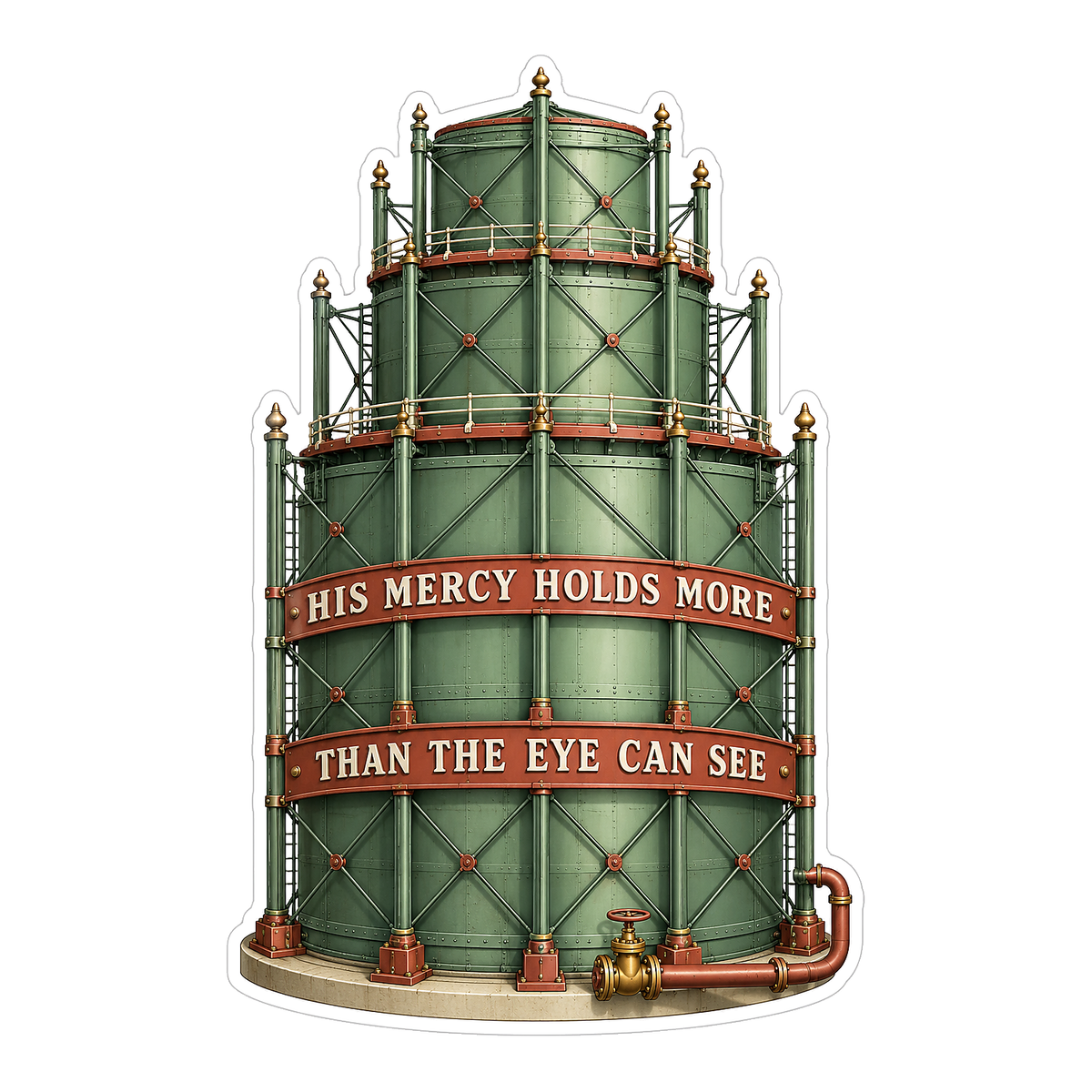 Mercy Green Cylindrical Tower Art Vinyl Decal Stickers