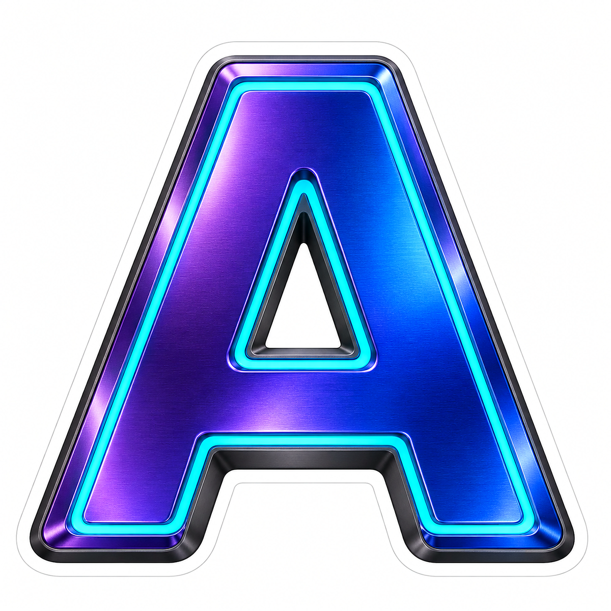 Blue Purple Cyan Outline Letter A Art Vinyl Decal Stickers