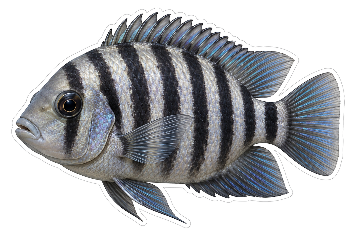 Convict Cichlid Art Vinyl Decal Stickers