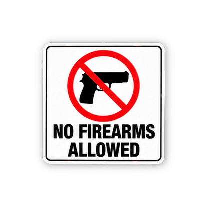 Black No Firearms Allowed Pistol Portrait Vinyl Decal Stickers