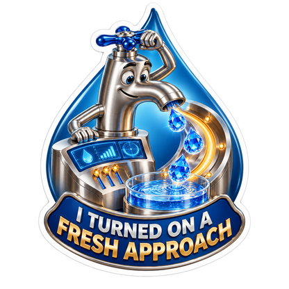 Smiling Silver Faucet Water Drop Art Vinyl Decal Stickers