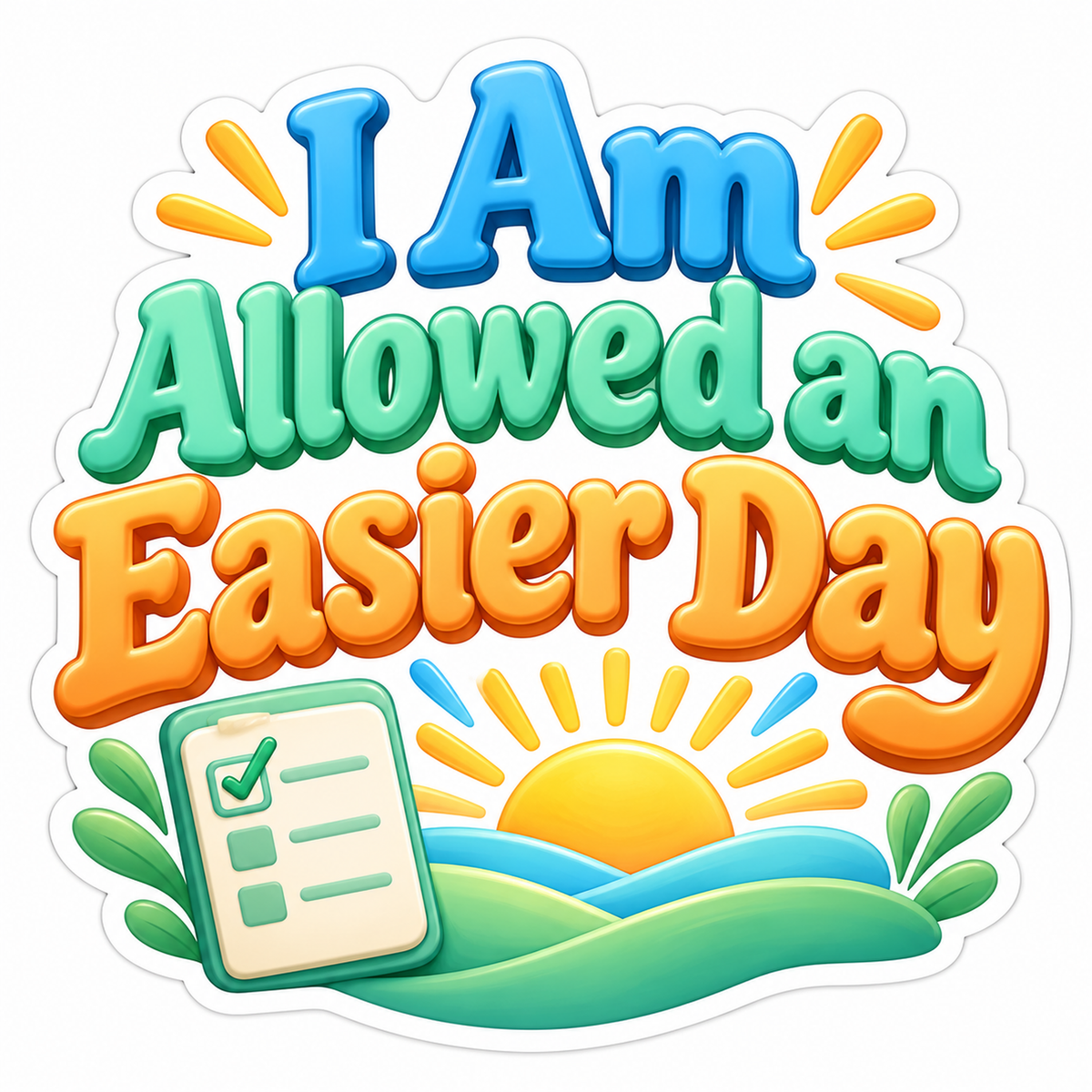 Sunrise Checklist Easier Day Quote Art Vinyl Decal Stickers