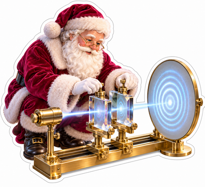 Santa Aligning Glass Plates with Blue Light Vinyl Decal Stickers