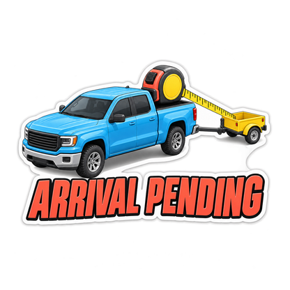 Blue Pickup with Tape Measure Trailer Art Vinyl Decal Stickers