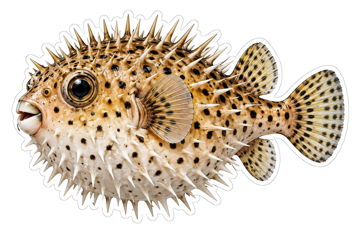 Spotted Porcupinefish with Sharp Spines Art Vinyl Decal Stickers