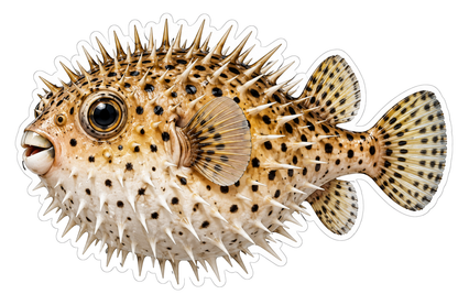Spotted Porcupinefish with Sharp Spines Art Vinyl Decal Stickers
