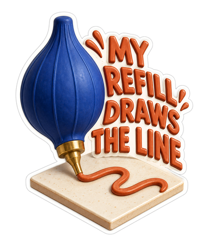 Blue Squeeze Bulb Drawing Clay Line Art Vinyl Decal Stickers