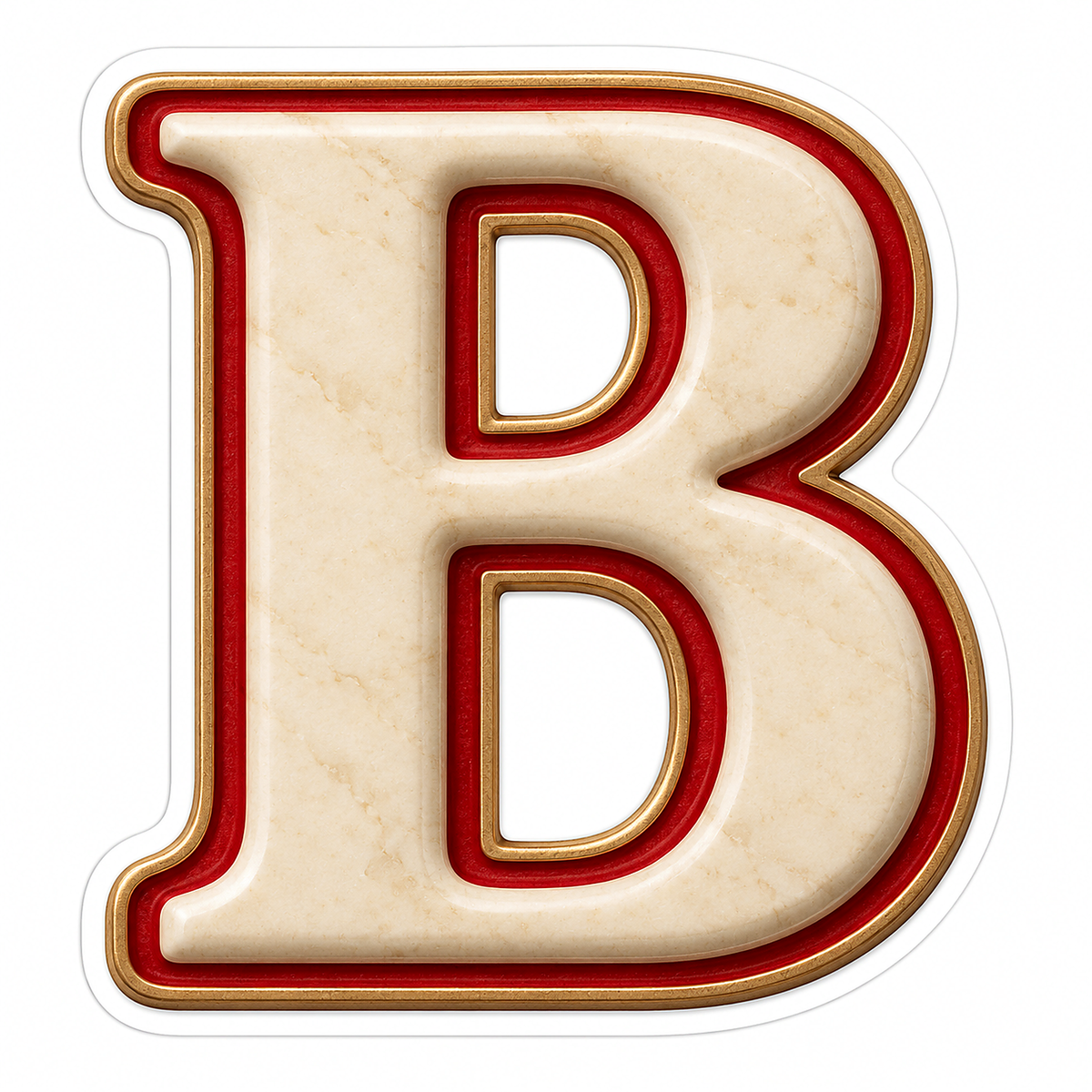 Cream Stone Letter B with Red Inset Art Vinyl Decal Stickers