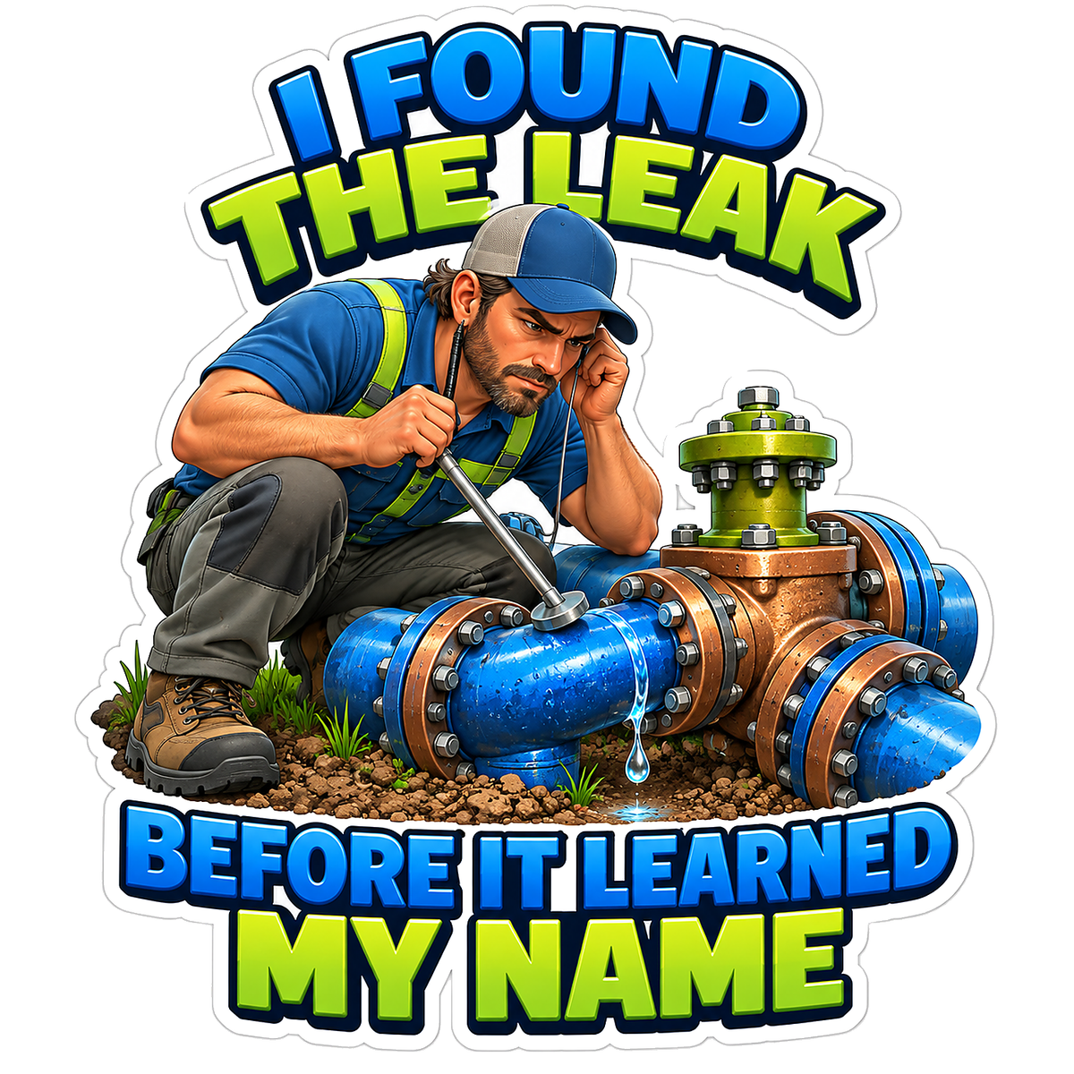 Worker Blue Water Pipe Funny Quote Art Vinyl Decal Stickers