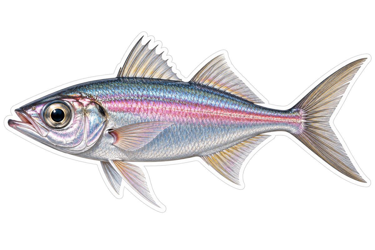 Bonnetmouth Fish with Shiny Pink Stripe Vinyl Decal Stickers