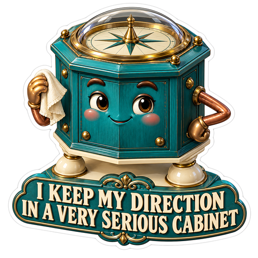 Teal Compass Cabinet Character With Cloth Vinyl Decal Stickers
