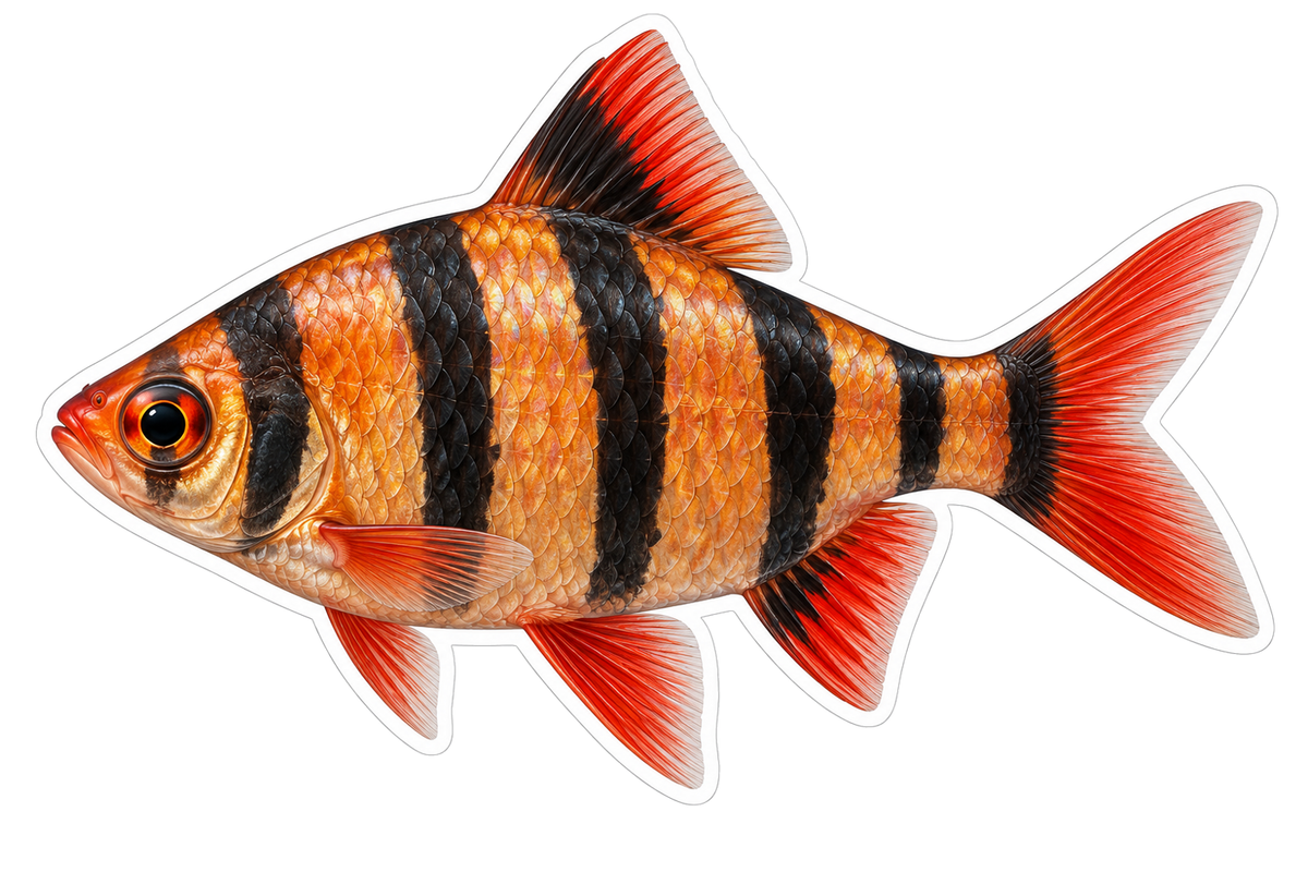 Orange Fish with Five Black Bands Art Vinyl Decal Stickers