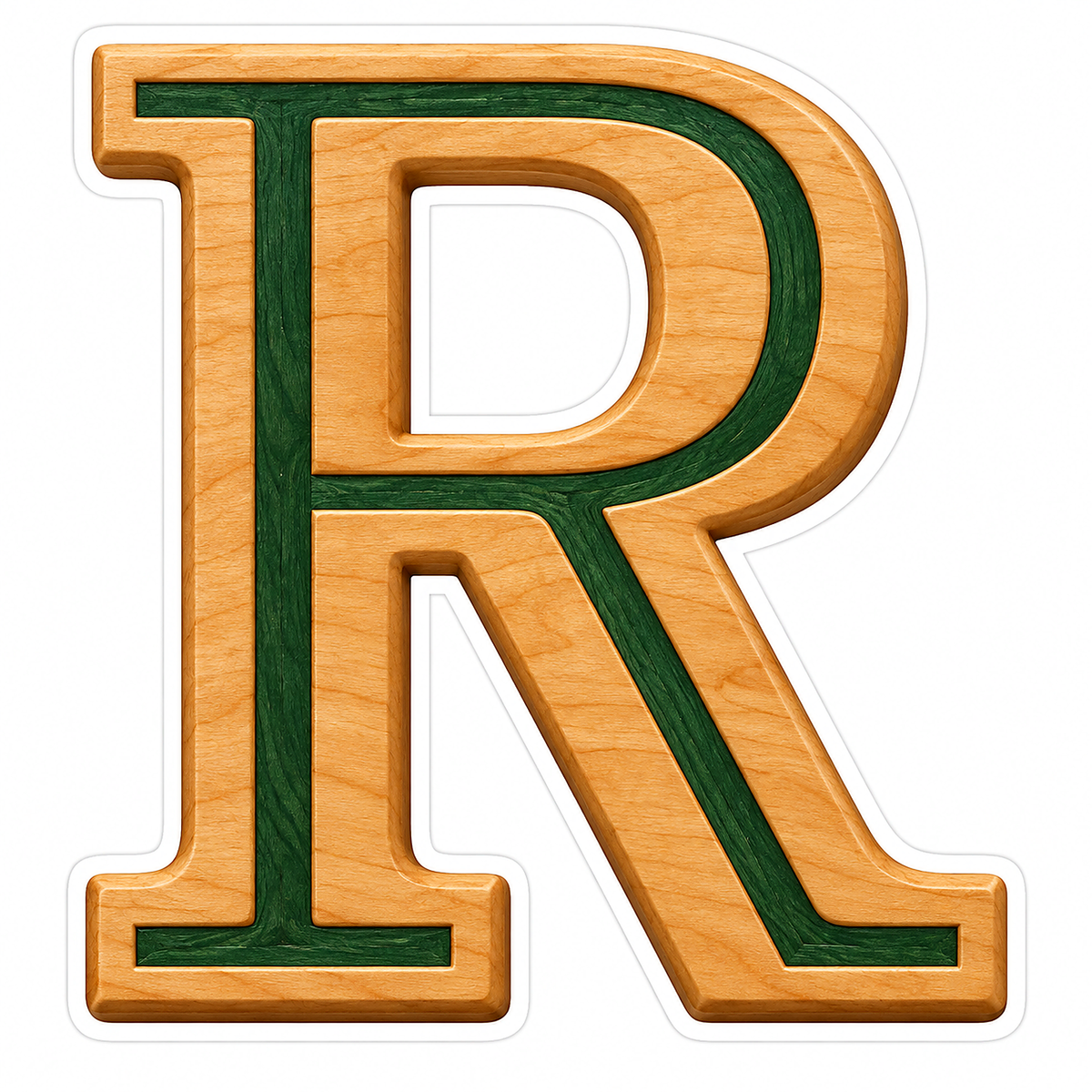 Honey Wood Green Inlay Letter R Art Vinyl Decal Stickers