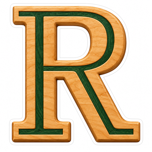 Honey Wood Green Inlay Letter R Art Vinyl Decal Stickers