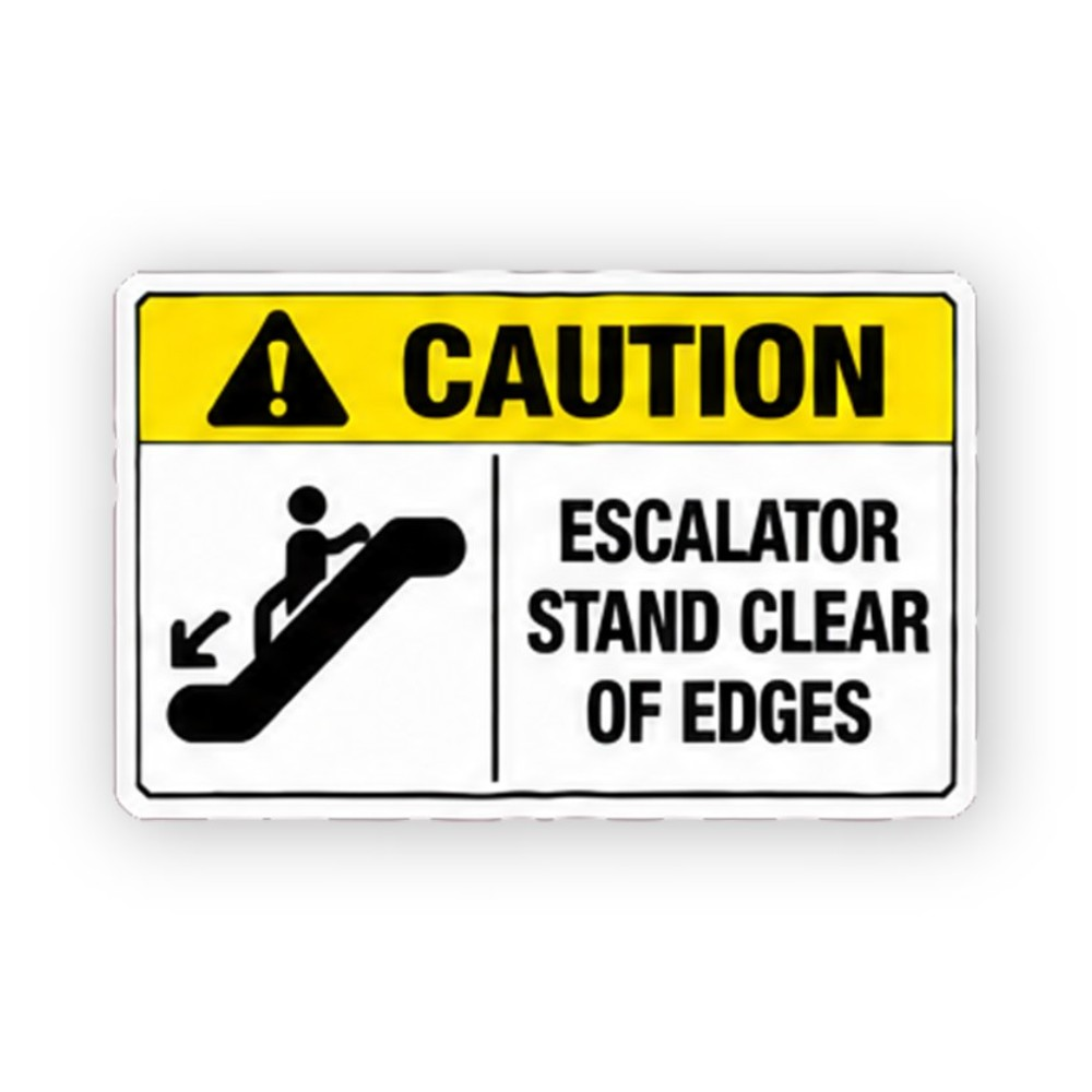 Yellow Escalator Stand Clear Figure Panel Vinyl Decal Stickers