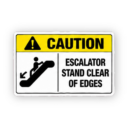 Yellow Escalator Stand Clear Figure Panel Vinyl Decal Stickers