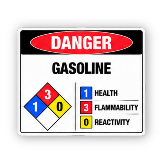 Black Danger Gasoline Three One Zero Chart Vinyl Decal Stickers