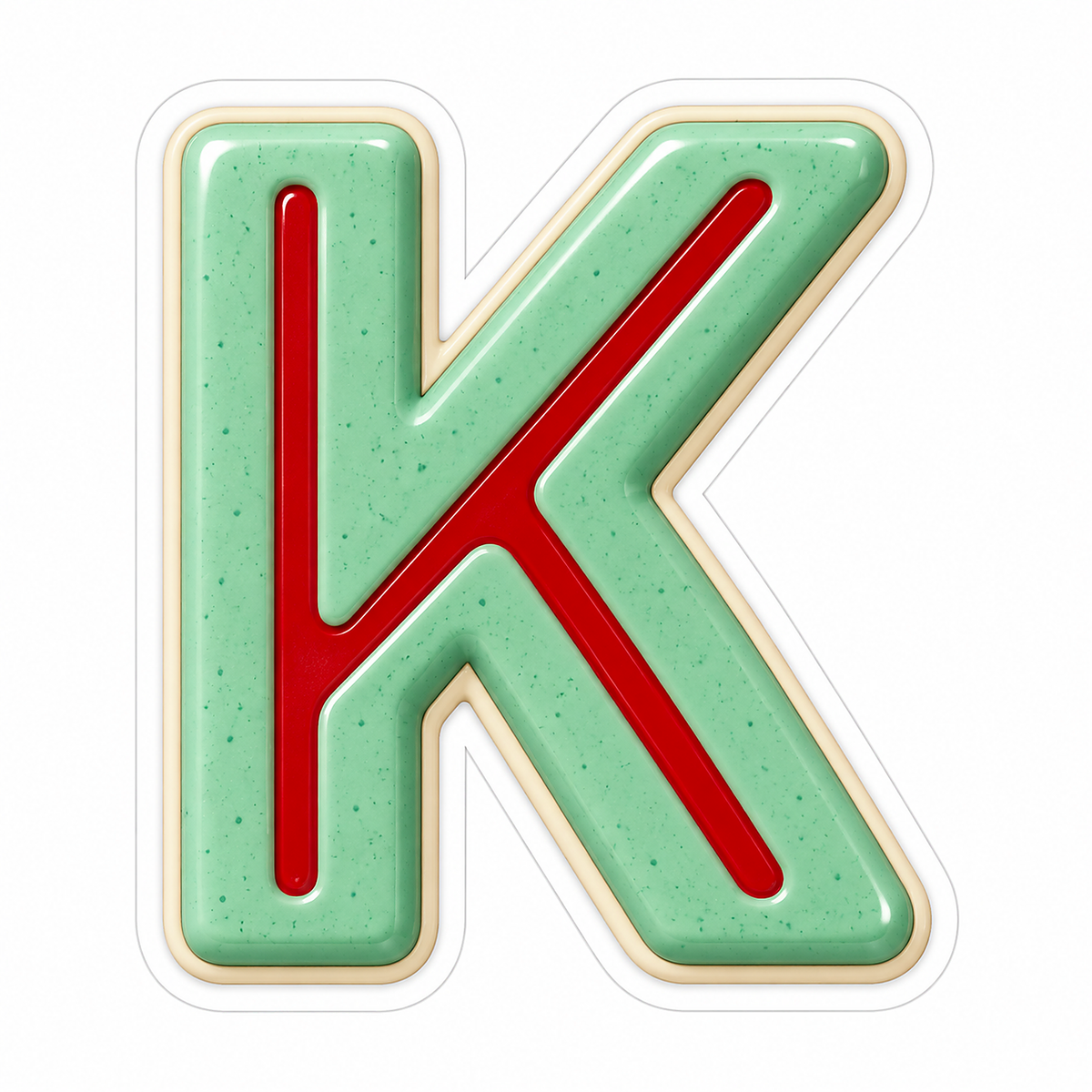 Mint Green Letter K with Red Line Art Vinyl Decal Stickers