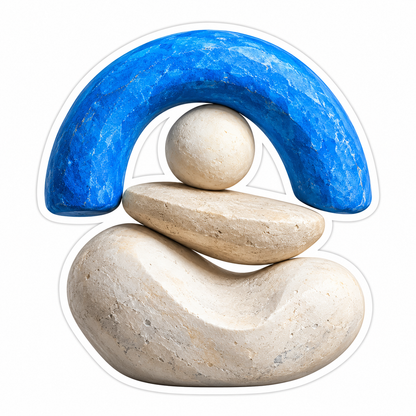 Blue Stone Arch and Balanced White Stones Art Vinyl Decal Stickers