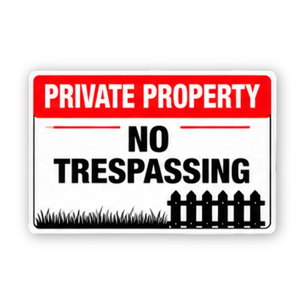 Red Private Property Grass Fence Panel Vinyl Decal Stickers