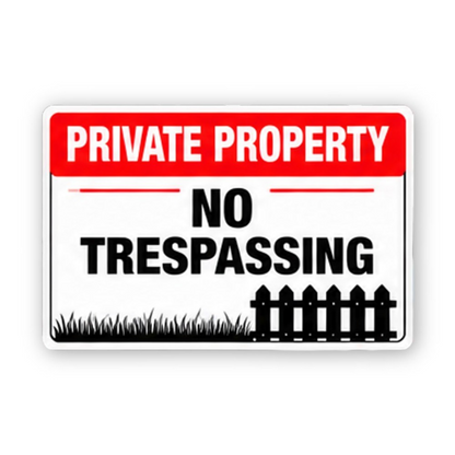 Red Private Property Grass Fence Panel Vinyl Decal Stickers