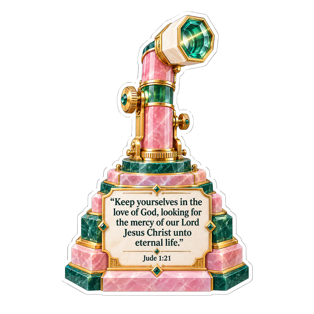 Pink Jeweled Periscope with Scripture Quote Vinyl Decal Stickers