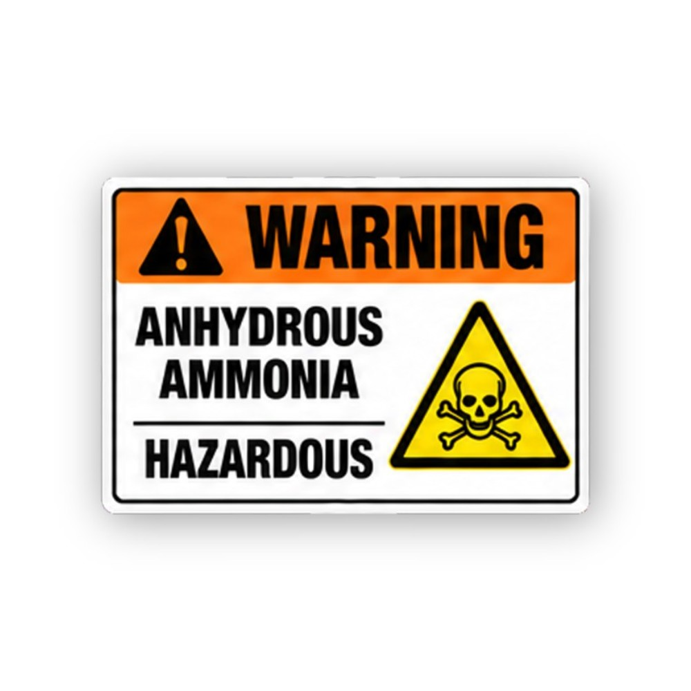 Orange Anhydrous Ammonia Skull Triangle Panel Vinyl Decal Stickers