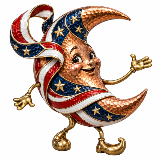 Copper Crescent Moon with Flag Ribbon Vinyl Decal Stickers