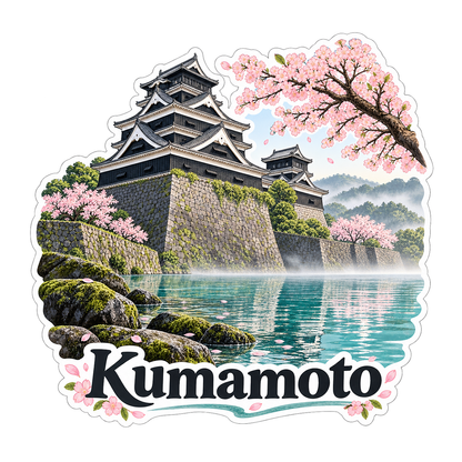 Kumamoto Castle and Cherry Blossoms Art Vinyl Decal Stickers