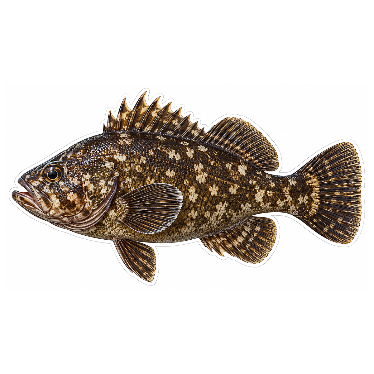 Dark Brown Fish with Pale Irregular Spots Vinyl Decal Stickers