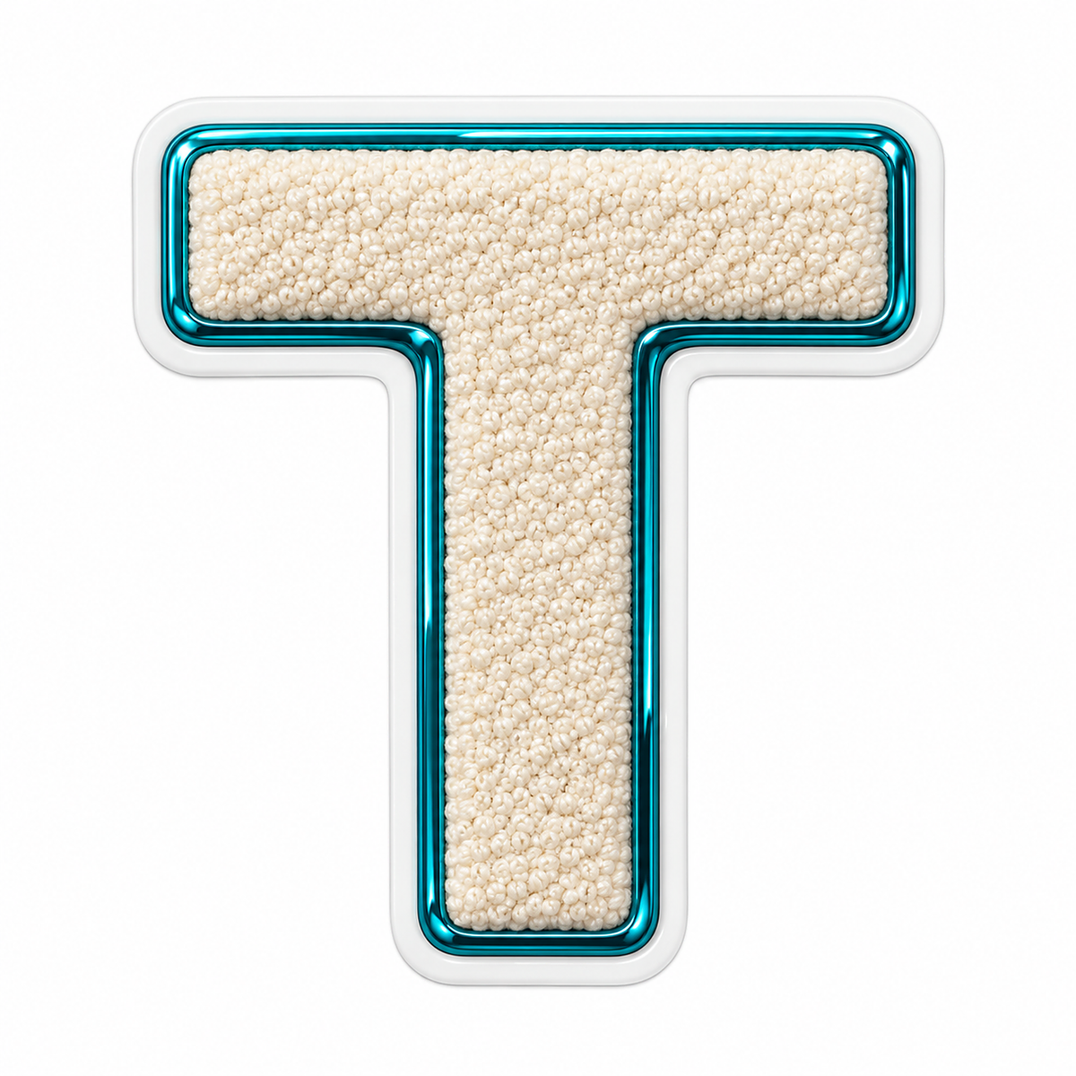 Cream Textured Letter T With Teal Border Art Vinyl Decal Stickers