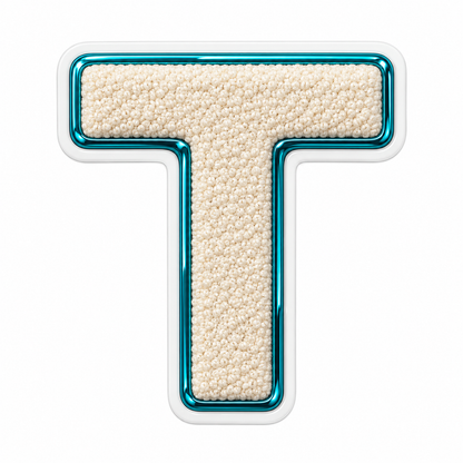 Cream Textured Letter T With Teal Border Art Vinyl Decal Stickers