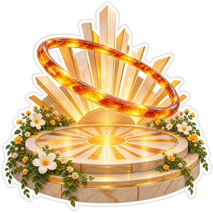 Amber Ring Above Golden Sunburst Platform Art Vinyl Decal Stickers