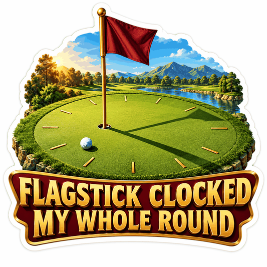 Golf Flag Sundial with Lake and Mountains Vinyl Decal Stickers