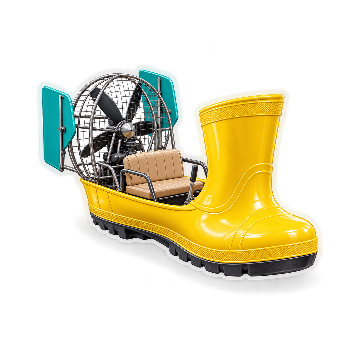 Yellow Rain Boot Fan Boat Art Vinyl Decal Stickers