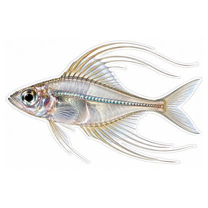 Silver Glassfish with Fine Trailing Fins Art Vinyl Decal Stickers