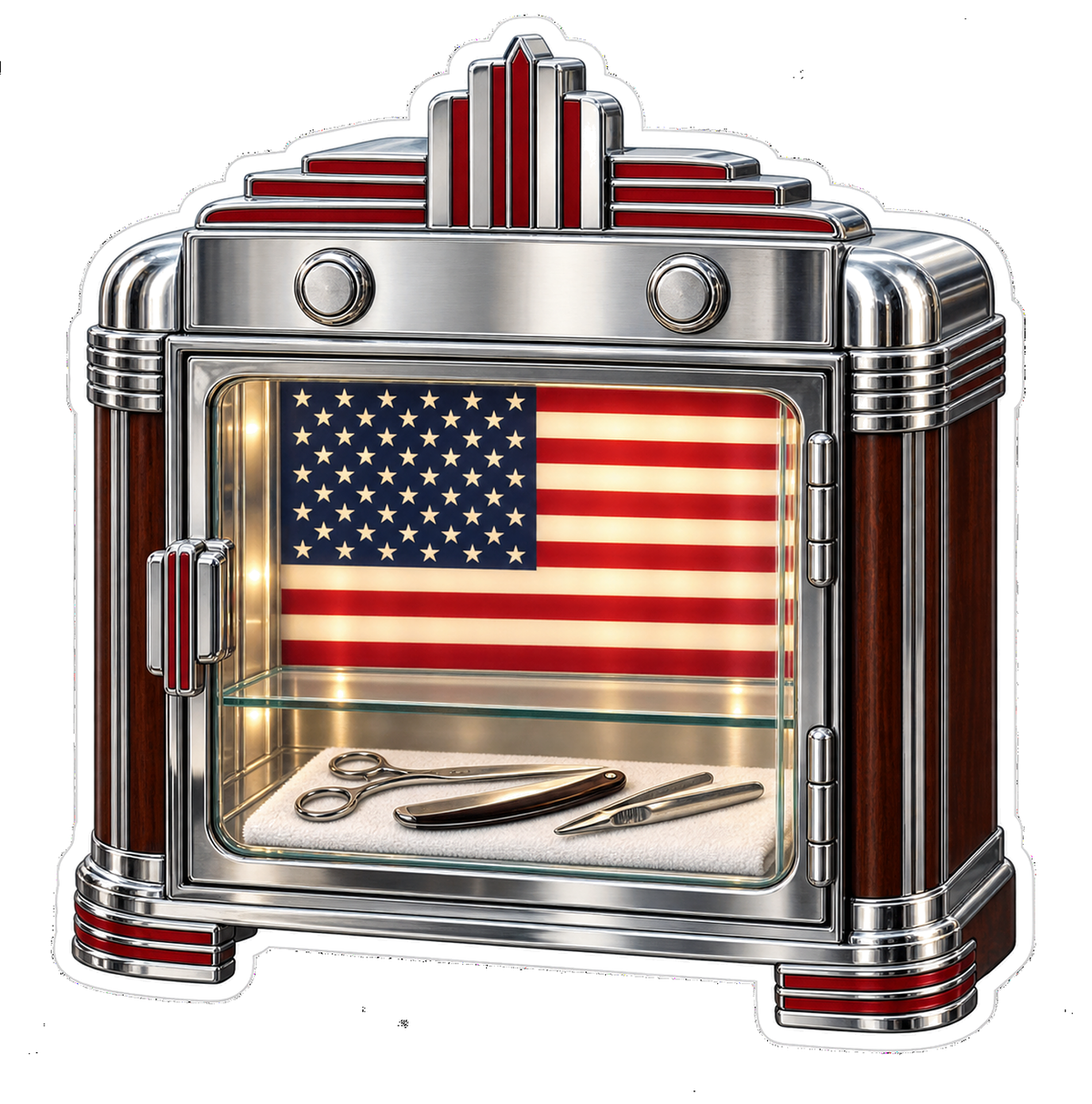 American Flag Chrome Display Cabinet Art Vinyl Decal Stickers