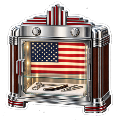 American Flag Chrome Display Cabinet Art Vinyl Decal Stickers