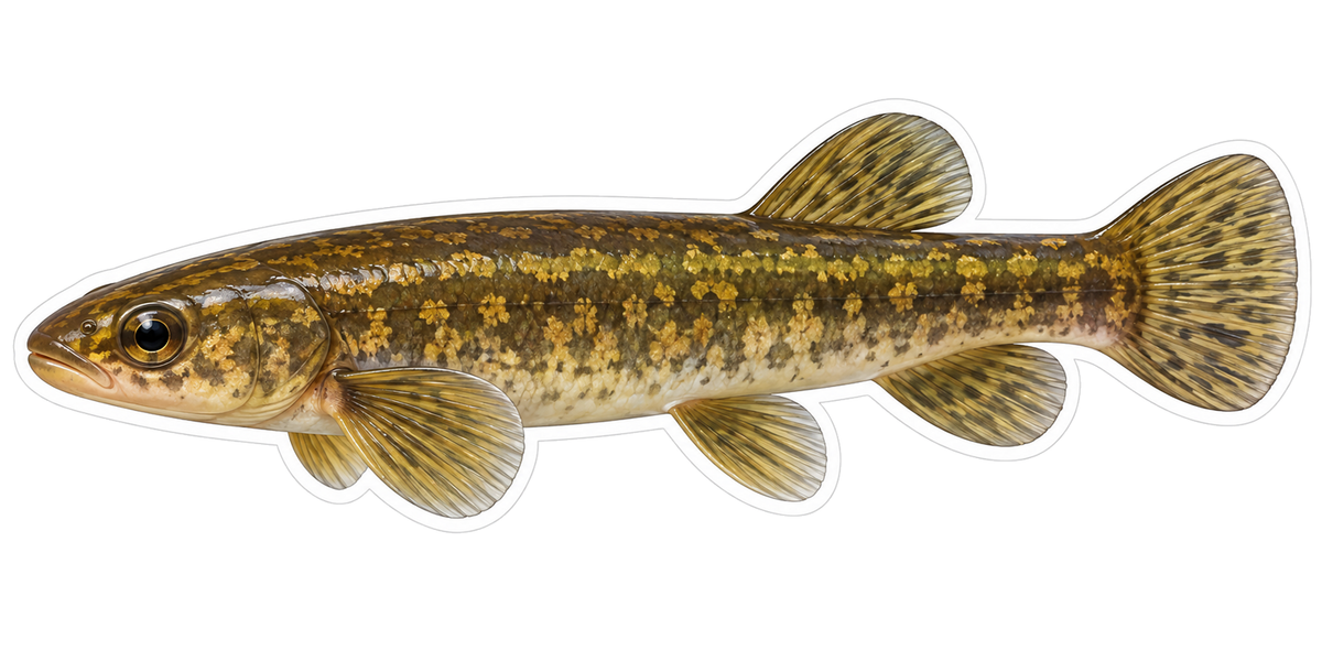 Olive Mottled Fish with Rounded Spotted Fins Art Vinyl Decal Stickers
