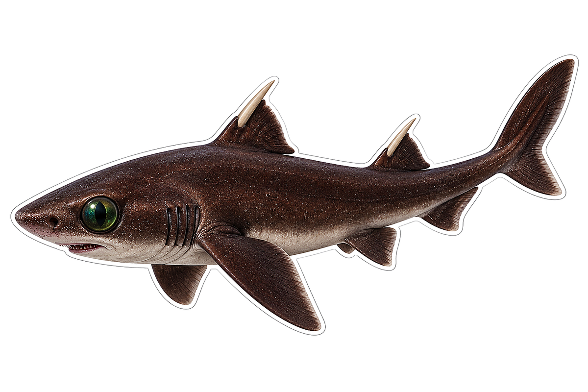 Dark Brown Shark Large Green Eye Art Vinyl Decal Stickers