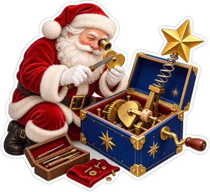 Santa Building Blue Star Music Box Art Vinyl Decal Stickers