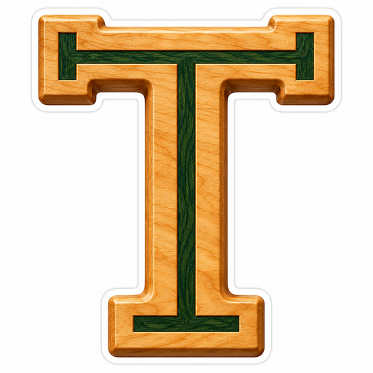 Honey Wood Green Inlay Letter T Art Vinyl Decal Stickers