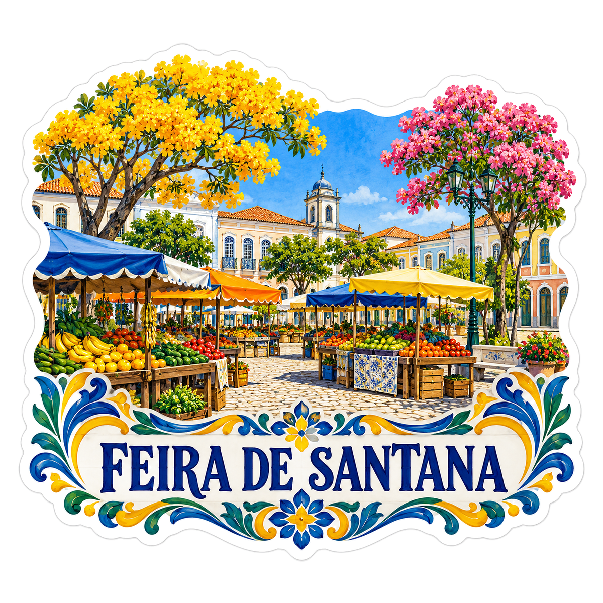 Feira de Santana Market and Flowering Trees Vinyl Decal Stickers