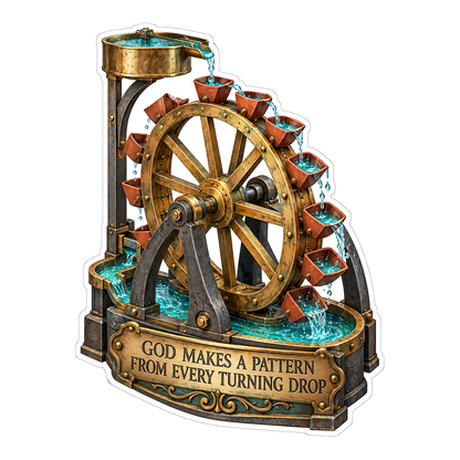 Waterwheel with Copper Cups Faith Art Vinyl Decal Stickers